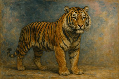 Gestreepte tijger op warme tonen