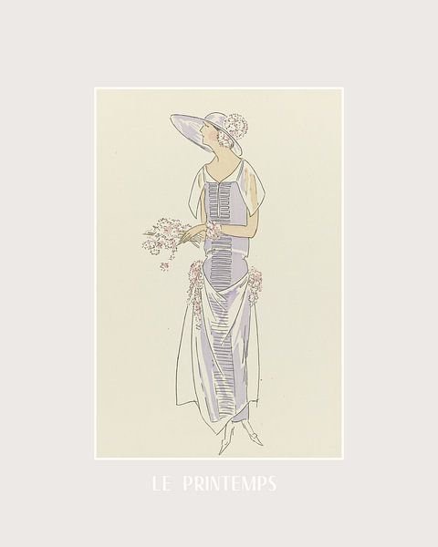 Le printemps | Historische Art Deco Modeanzeige | Vintage Frühjahrskollektion von NOONY