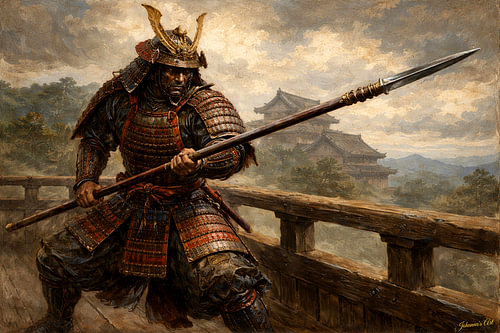 Samurai with a Yari Spear – Japanese Art Collection