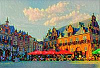 Bunte Malerei Nijmegen Großer Markt am Sommertag