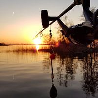 Hengel bij zonsondergang