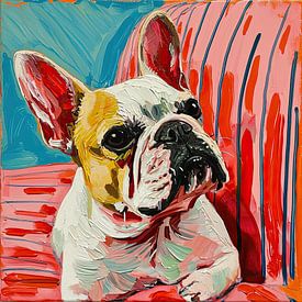 Bulldogge Porträt | Lebendige Bulldogge von Wunderbare Kunst