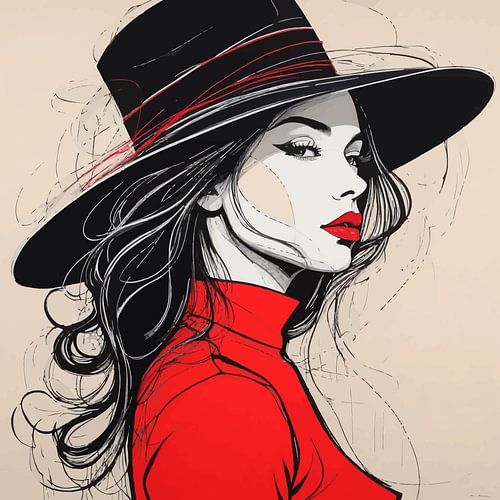 Minimalistisch schilderij van vrouwenportret