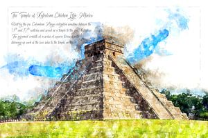 Maya Pyramide, Aquarell, Mexiko von Theodor Decker