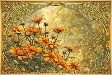 Gele bloemen Jugendstil