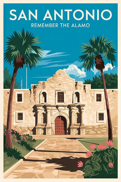Affiche de voyage vintage de San Antonio, Texas par Poster Art Shop