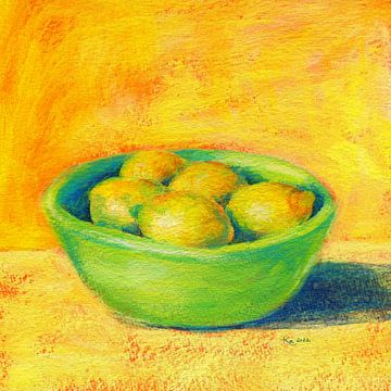 Fresh lemons in a green bowl by Karen Kaspar