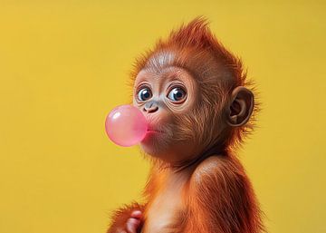 Blowing gum bubble by Richards Fine Art