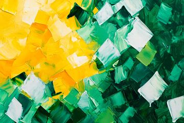 Farbige Abstraktion in Gelb und Grün von Poster Art Shop