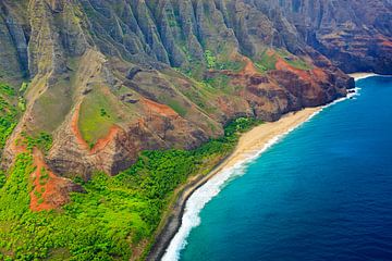 Hubschrauber-Blick auf die Küste von Napali, Kauai, Hawaii von Henk Meijer Photography