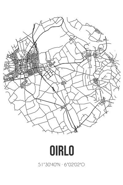Oirlo (Limburg) | Map | Black and white by Prints of Place