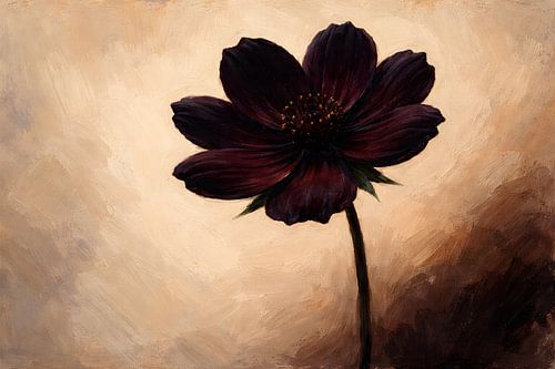 Moody Dark Flower Botanical Art — Elegant Fine Art Canvas