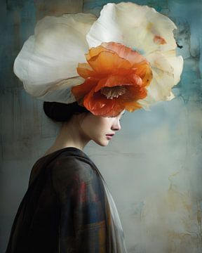 Digitales Kunstporträt "Blumenmädchen" von Carla Van Iersel