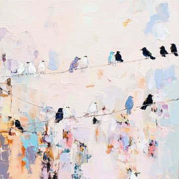 Birds on a Wire Abstrakt van MK Abstrakt