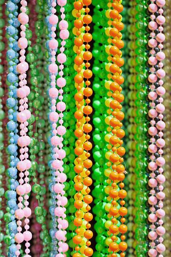 Close-up of cheerful multicolored bead strings