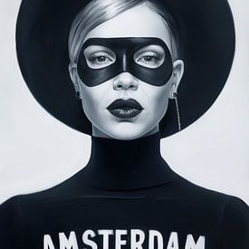 Black and White City Female 2.0 Artwork - Amsterdam by Team W 32 Gallery
