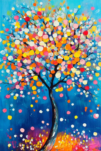 Colourful tree in a play of colours by Poster Art Shop