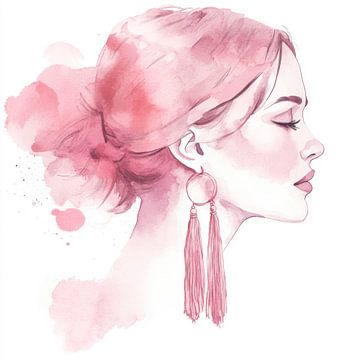 Aquarel van een elegante vrouw van Poster Art Shop