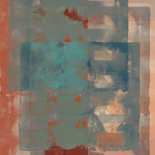 Japandi abstracte kunst in warme kleuren