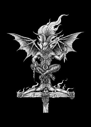 croix inversée avec démon