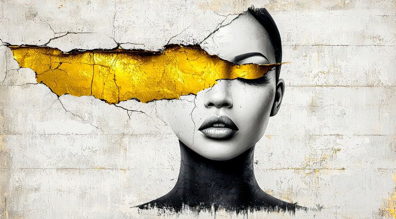 Gilded emptiness - between light and shadow by Klaus Tesching - Art-AI