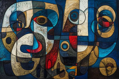 Abstracte kubistische compositie in levendige kleuren