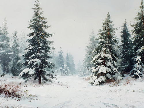 Verschneite Kiefernwaldlandschaft