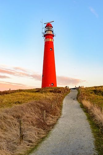 Pad naar de vuurtoren in de duinen bij het eiland Schiermonnikoog