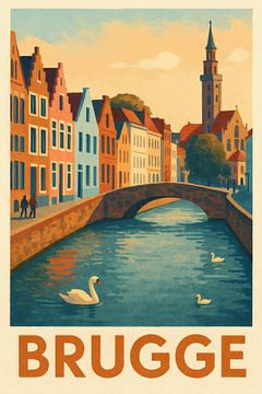 Brugge - Reflecties tussen brug en zwanen