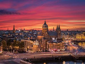 Le ciel d'Amsterdam au coucher du soleil