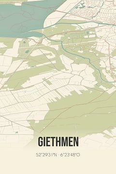 Vintage landkaart van Giethmen (Overijssel) van Rezona