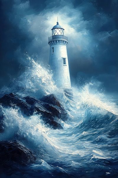 Leuchtturm im Meer von Gelissen Artworks