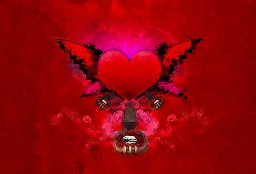 Hart van de liefde in het rood