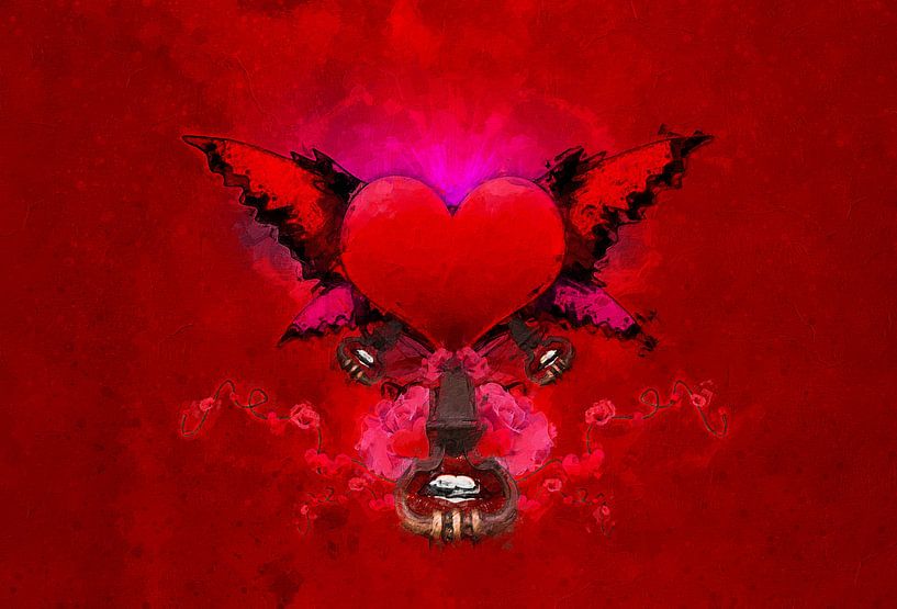 Hart van de liefde in het rood van Digitale Schilderijen