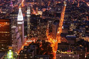 De Clocktower en Flatiron Building New York van Kurt Krause