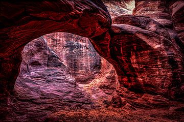 Kleurrijke rotsboog in Arches National Park Utah USA van Dieter Walther