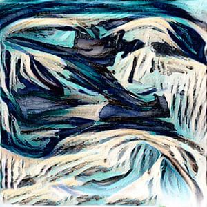 Abstract in blauw en wit