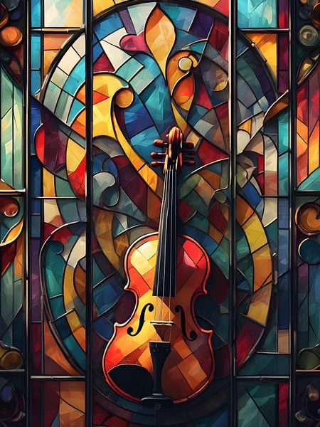 Violon classique dans des verres colorés par Bart Veeken
