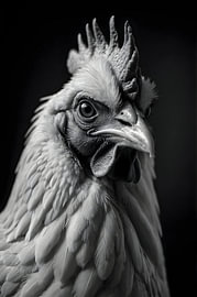 Panneau mural « Coq » en noir et blanc sur Albert Klee