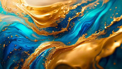 Blauw met gouden vloeistof