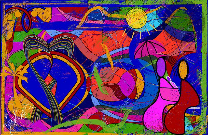 geometrical form of abstract art of a couple in love by EL QOCH