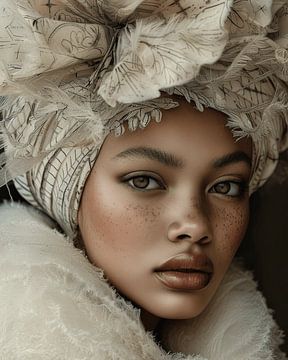 Modern portrait in beige and taupe shades by Carla Van Iersel