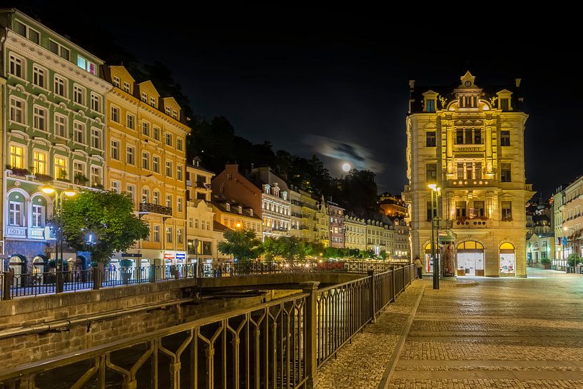 Karlovy vary Op de oever van de rivier in de volle maan van Melanie Viola