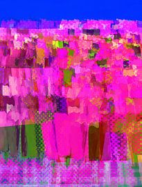 Lisse Blumen rosa auf blau von Joost Hogervorst