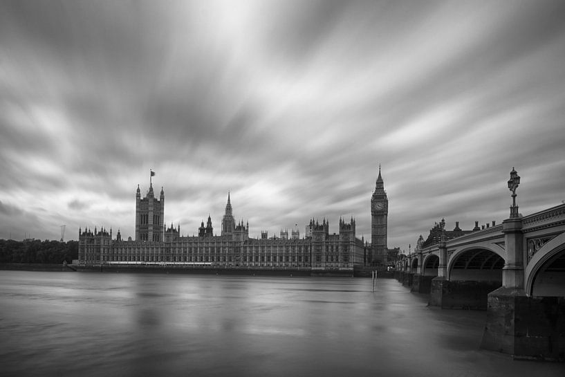 Londen Parliament zwart-wit van Bert Meijer