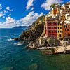 View of Riomaggiore on the Mediterranean coast in Italy by Rico Ködder
