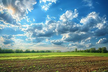 weiland met dramatische wolkenlucht van Egon Zitter