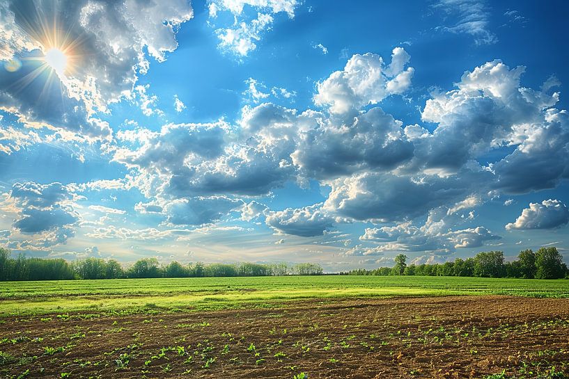 Wiese mit dramatischer Wolkenlandschaft von Egon Zitter