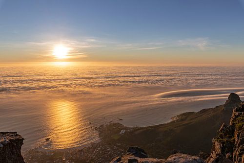 The sea near Cape Town at sunset