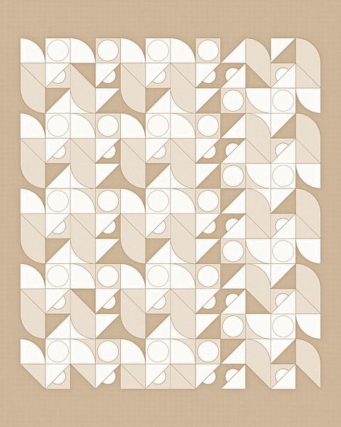 Beige Retro Abstract Inspired by Piet Mondrian by Mad Dog Art